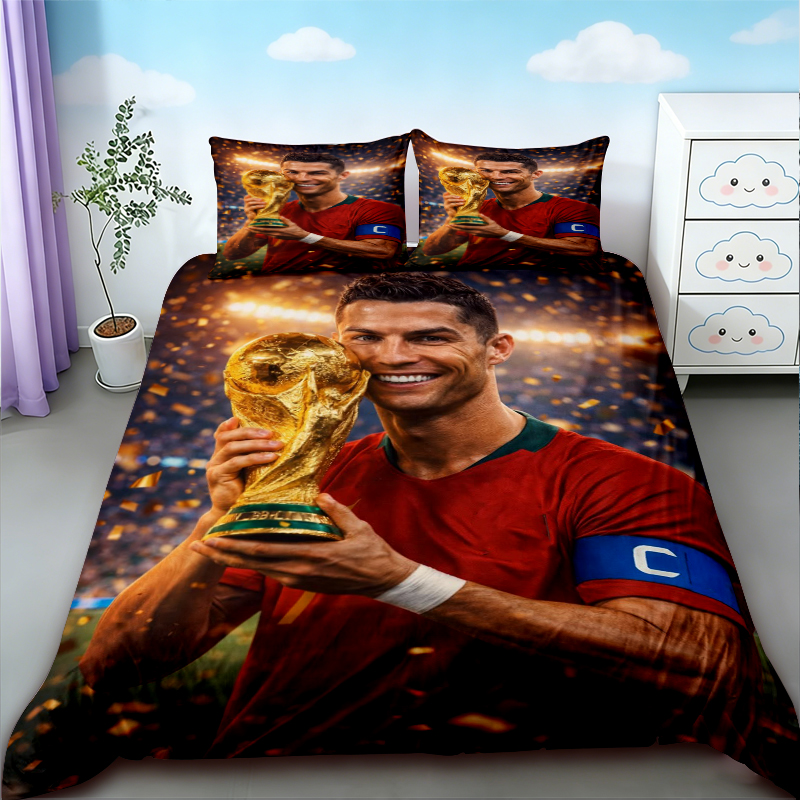 Anime Merchandise Demon Slayer - Cristiano Ronaldo dekbedovertrek voetbal CR7 beddengoedset